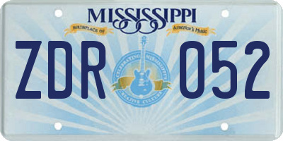 MS license plate ZDR052
