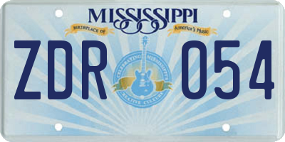 MS license plate ZDR054