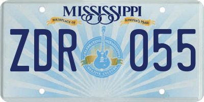 MS license plate ZDR055