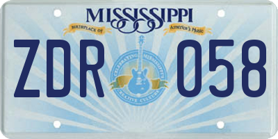 MS license plate ZDR058