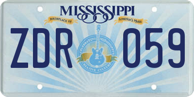 MS license plate ZDR059