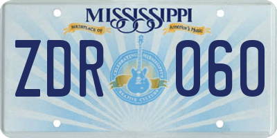 MS license plate ZDR060