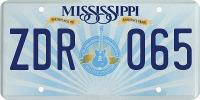 MS license plate ZDR065