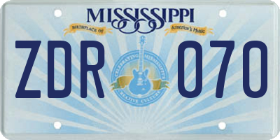 MS license plate ZDR070