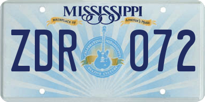 MS license plate ZDR072