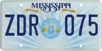 MS license plate ZDR075