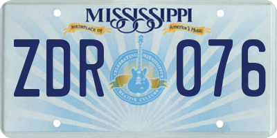 MS license plate ZDR076