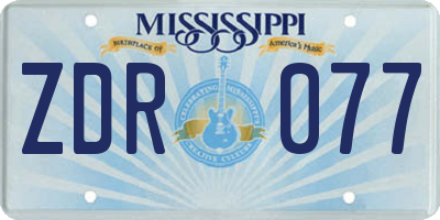 MS license plate ZDR077