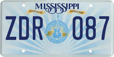 MS license plate ZDR087