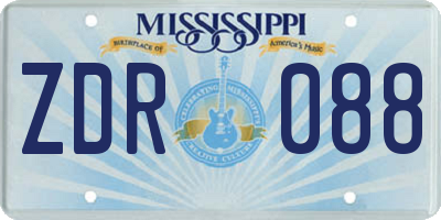 MS license plate ZDR088