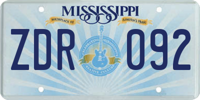 MS license plate ZDR092