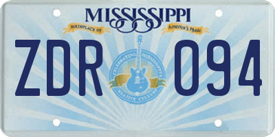 MS license plate ZDR094