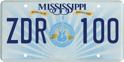 MS license plate ZDR100