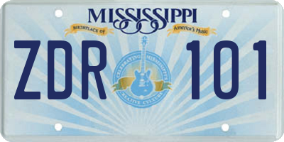 MS license plate ZDR101