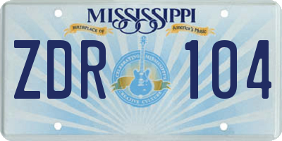 MS license plate ZDR104