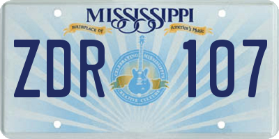 MS license plate ZDR107