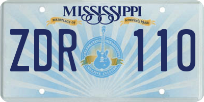 MS license plate ZDR110