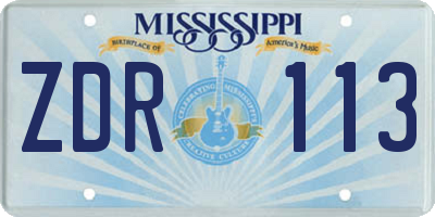 MS license plate ZDR113