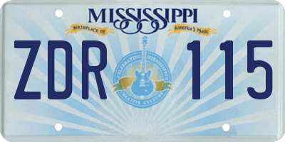 MS license plate ZDR115