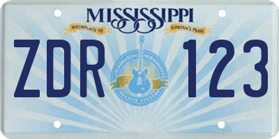 MS license plate ZDR123