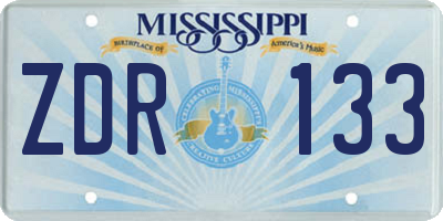 MS license plate ZDR133