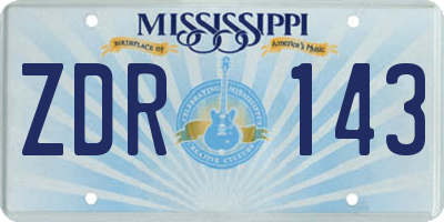 MS license plate ZDR143