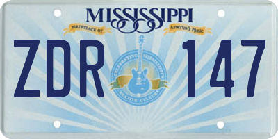 MS license plate ZDR147