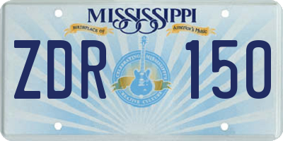 MS license plate ZDR150