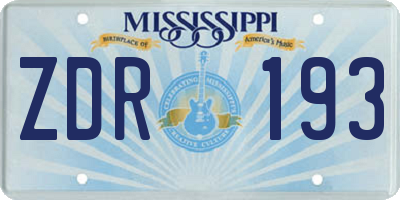 MS license plate ZDR193