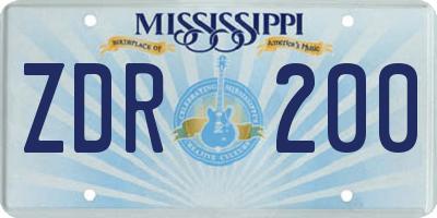 MS license plate ZDR200