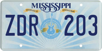 MS license plate ZDR203