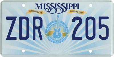 MS license plate ZDR205