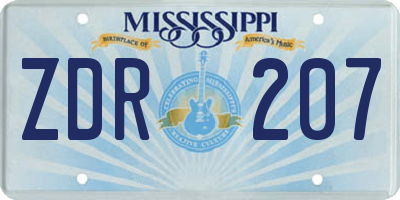 MS license plate ZDR207