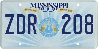 MS license plate ZDR208