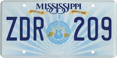 MS license plate ZDR209