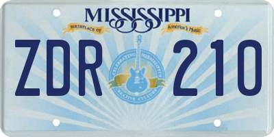 MS license plate ZDR210