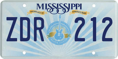 MS license plate ZDR212