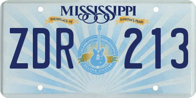 MS license plate ZDR213