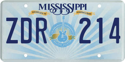 MS license plate ZDR214