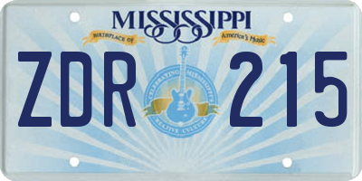 MS license plate ZDR215