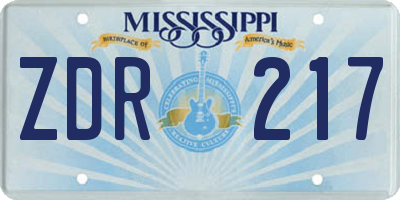 MS license plate ZDR217