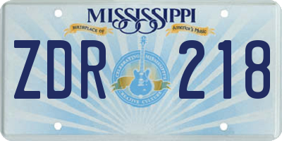 MS license plate ZDR218