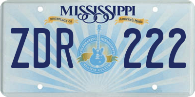 MS license plate ZDR222
