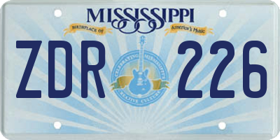 MS license plate ZDR226