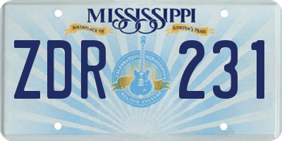 MS license plate ZDR231