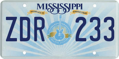 MS license plate ZDR233