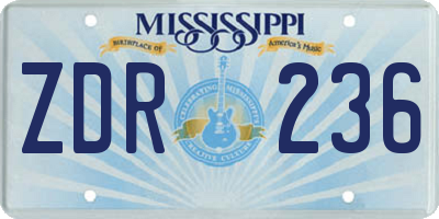 MS license plate ZDR236