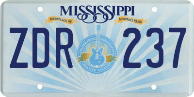 MS license plate ZDR237