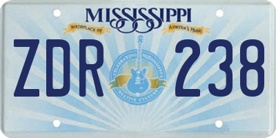 MS license plate ZDR238