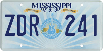 MS license plate ZDR241